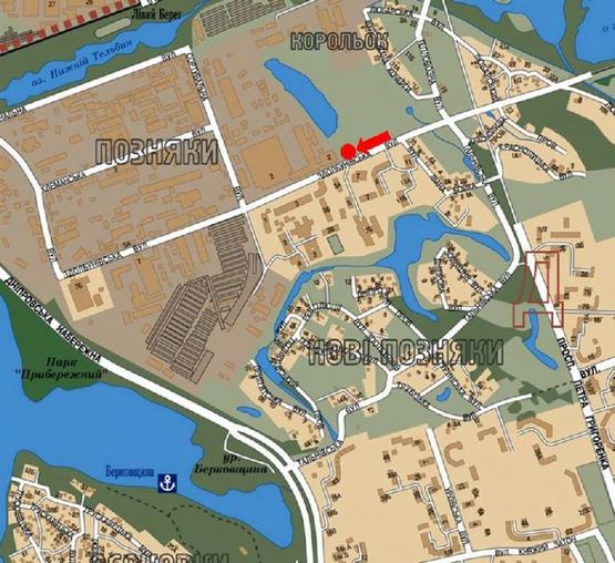 Схема рекламной плоскости по адресу Здолбуновская ул., 7, возле супермаркета "Сильпо", в сторону  Днепровской набережной