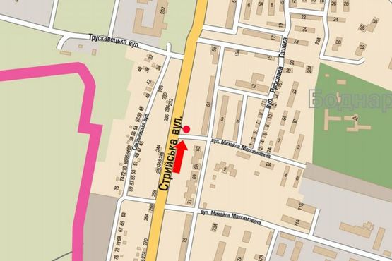 Схема рекламной плоскости по адресу Стрыйская ул., 61, со стороны ТЦ "Кингкрос", в центр