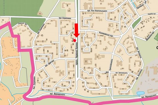 Схема рекламной плоскости по адресу Красной Калины пр-т, 74 / ул. Скрипника Схема рекламной плоскости по адресу Красной Калины пр-т, 74 / ул. Скрипника