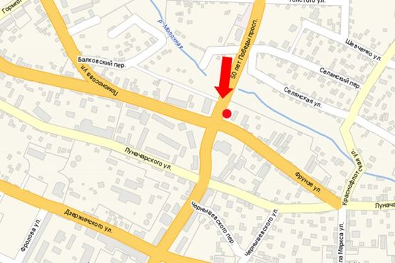 Схема рекламної площини за адресою 50-летия Победы пр. / ул. Фрунзе