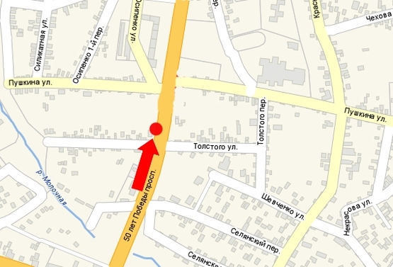 Схема рекламной плоскости по адресу 50-летия Победы пр. / ул. Толстого