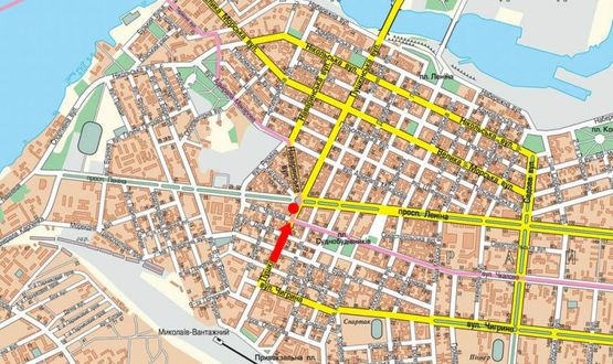 Схема рекламной плоскости по адресу Центральный пр. (бывш. Ленина пр.) / Пушкинская ул., возле супермаркета "Эльдорадо", Пушкинское кольцо, в сторону Макарова ул. левая