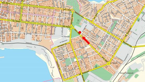 Схема рекламної площини за адресою Мира пр., возле рынка "Колос", супермаркетов "Велмарт", "Эльдорадо", в сторону кольца автовокзала, центра