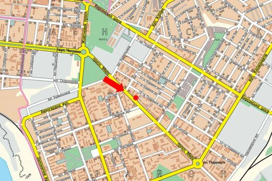 Схема рекламної площини за адресою Мира пр. / Южная ул., коледж экономики и права, в сторону Победы пл., ж/д вокзала, супермаркета "АТБ", из центра