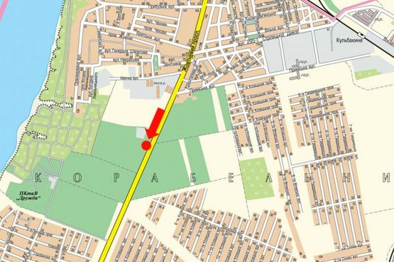 Схема рекламної площини за адресою Богоявленский пр. (бывш. Октябрьский пр.), напротив супермаркетов "Таврия В", "Эпицентр", из центра