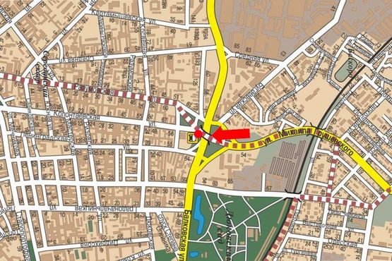 Схема рекламной плоскости по адресу Разумовская ул. / Калантаевская ул., возле Центрального автовокзала, в центр