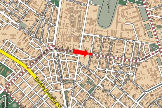 Схема рекламной плоскости по адресу Адмиральский пр. / Гераневая ул., разделитель, возле кинотеатра "Вымпел", в сторону Фонтанской дороги