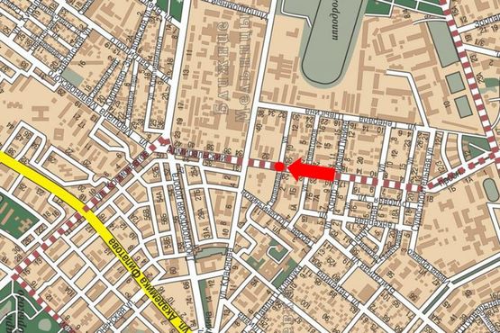 Схема рекламной плоскости по адресу Адмиральский пр. / Гераневая ул., разделитель,  возле кинотеатра "Вымпел", в сторону Люстдорфской дороги