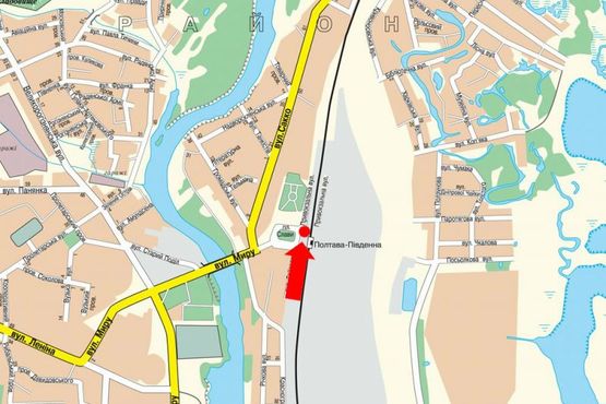 Схема рекламной плоскости по адресу Славы пл., 1 / Привокзальная ул., возле Южного ж/д вокзала, верхний