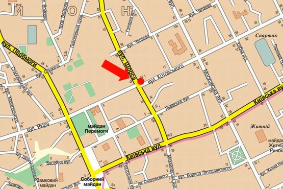 Схема рекламної площини за адресою Покровская ул. (бывш. ул. Щорса) ул. / Грушевского ул. (бывш. ул. Котовского) Схема рекламної площини за адресою Покровская ул. (бывш. ул. Щорса) ул. / Грушевского ул. (бывш. ул. Котовского)