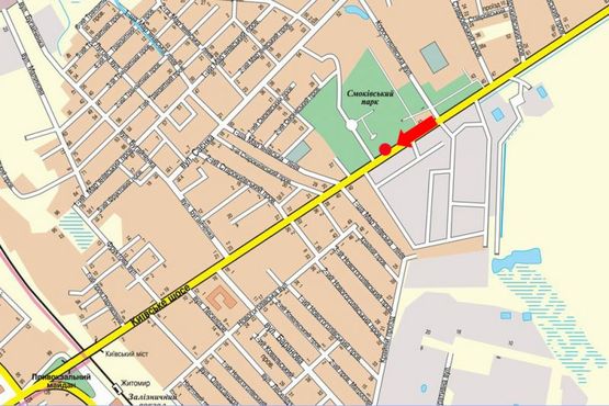 Схема рекламной плоскости по адресу Киевское шоссе, парк, въезд в Житомир
