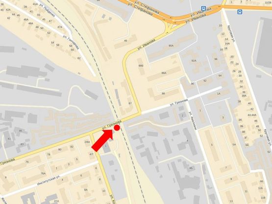 Схема рекламной плоскости по адресу Фортечная ул. (бывш. Грязнова ул.), возле ж/д моста, в сторону Иванова ул.