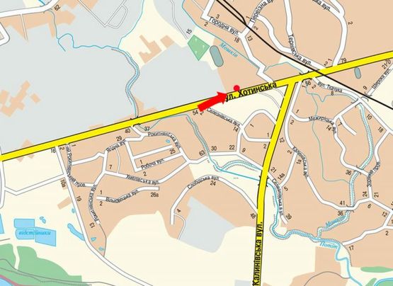 Схема рекламної площини за адресою Хотинская ул., 47, возле ресторана "Versal", в центр Схема рекламної площини за адресою Хотинская ул., 47, возле ресторана "Versal", в центр