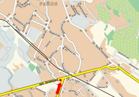 Схема рекламної площини за адресою Калиновская ул. / Хотинская ул., транспортная развязка, правый Схема рекламної площини за адресою Калиновская ул. / Хотинская ул., транспортная развязка, правый