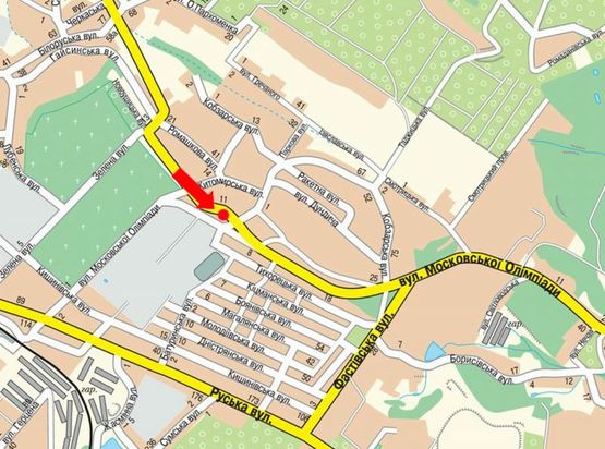 Схема рекламної площини за адресою Измайловская ул., 1 / Ромашковая ул., возле рынка "Калиновский" Схема рекламної площини за адресою Измайловская ул., 1 / Ромашковая ул., возле рынка "Калиновский"