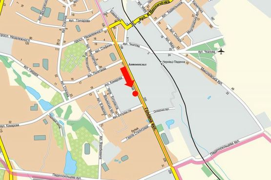 Схема рекламної площини за адресою Главная ул., 190, возле экспоцентра "Ролем", из центра