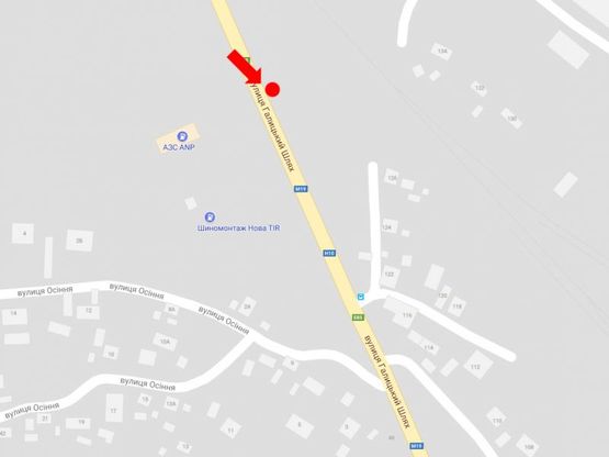 Схема рекламной плоскости по адресу Галицкий шлях ул. / Осенняя ул., напротив АЗС "ANP", в центр Схема рекламной плоскости по адресу Галицкий шлях ул. / Осенняя ул., напротив АЗС "ANP", в центр