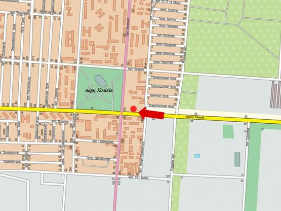 Схема рекламной плоскости по адресу Химиков пр. / Чорновола ул. (бывш. Энгельса ул.), в сторону парка Химиков