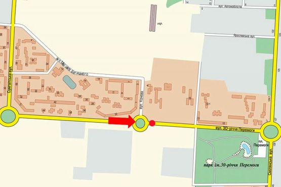 Схема рекламной плоскости по адресу 30-летия Победы ул. / Телиги ул. (бывш. Конева ул.), в сторону Смелянской ул., разделитель Схема рекламной плоскости по адресу 30-летия Победы ул. / Телиги ул. (бывш. Конева ул.), в сторону Смелянской ул., разделитель