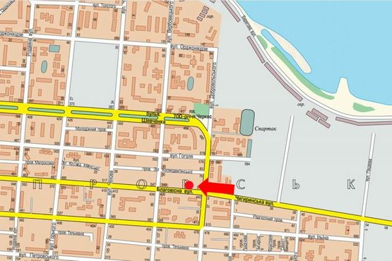 Схема рекламної площини за адресою Благовестная ул., 571 / Добровольского ул., в центр