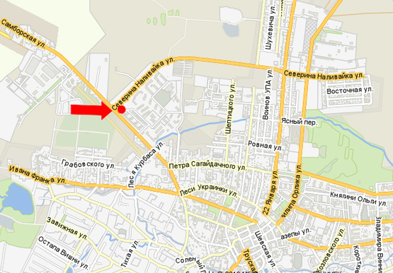 Схема рекламної площини за адресою Самбирская ул., возле магазина сантехники