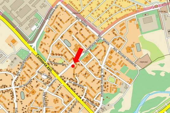 Схема рекламной плоскости по адресу Троллейбусная ул. / Галицкая ул., возле магазина "Фаворит" Схема рекламной плоскости по адресу Троллейбусная ул. / Галицкая ул., возле магазина "Фаворит"