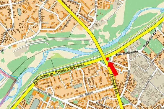 Схема рекламної площини за адресою Галицкая ул. / Надречная ул., из центра Схема рекламної площини за адресою Галицкая ул. / Надречная ул., из центра