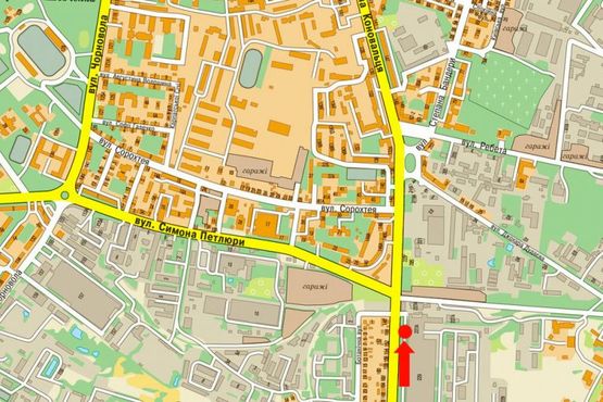 Схема рекламної площини за адресою Коновальца ул. / Петлюры ул.