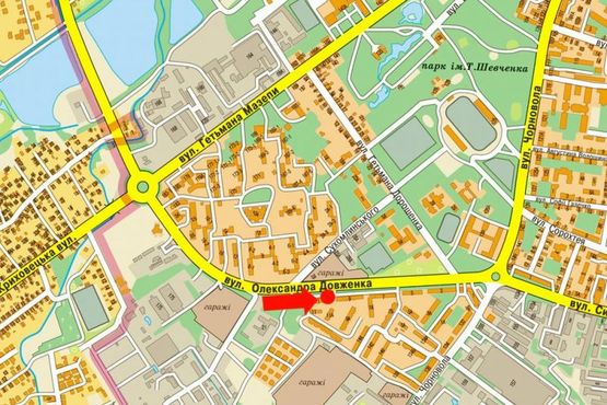 Схема рекламної площини за адресою Довженко ул., 6 Схема рекламної площини за адресою Довженко ул., 6