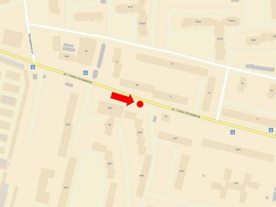 Схема рекламної площини за адресою Хоткевича ул., 48, возле рынка, универсама «Дарницкий», в сторону Ивасюка ул.