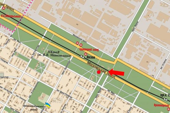 Схема рекламної площини за адресою Московский пр. / Индустриальный пр. (бывш. Фрунзе пр.), в центр