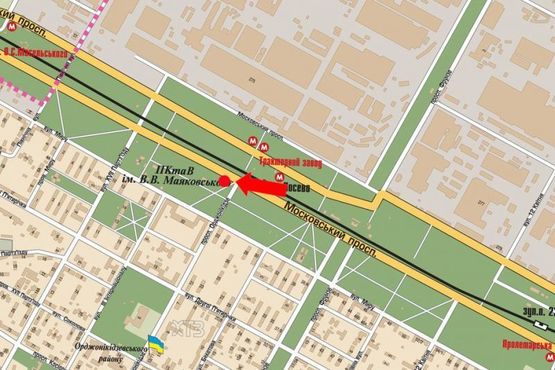 Схема рекламной плоскости по адресу Московский пр. / Алешина пр. (бывш. Орджоникидзе пр.), в центр