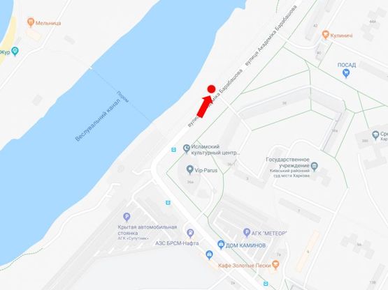 Схема рекламної площини за адресою Барабашова ул., 38 напротив, в сторону ул. Героев Труда