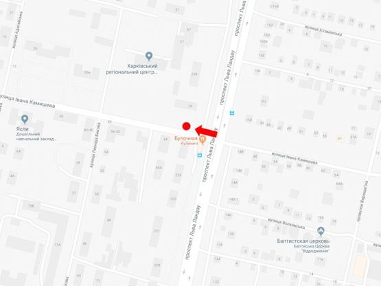 Схема рекламної площини за адресою Камышева ул. - пр. Льва Ландау, на светофоре, в сторону ул. Ак. Павлова Схема рекламної площини за адресою Камышева ул. - пр. Льва Ландау, на светофоре, в сторону ул. Ак. Павлова