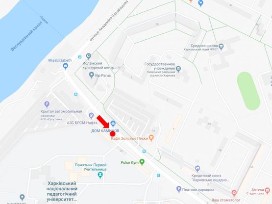 Схема рекламної площини за адресою Валентиновская ул., 2-А, в сторону ул. Павлова