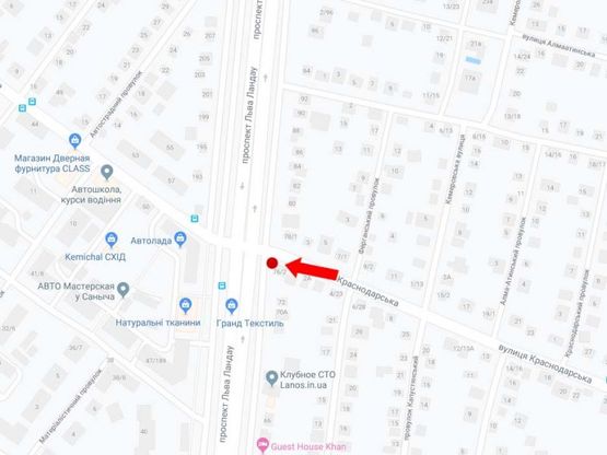 Схема рекламной плоскости по адресу Краснодарская ул. / пр. Ландау, в центр