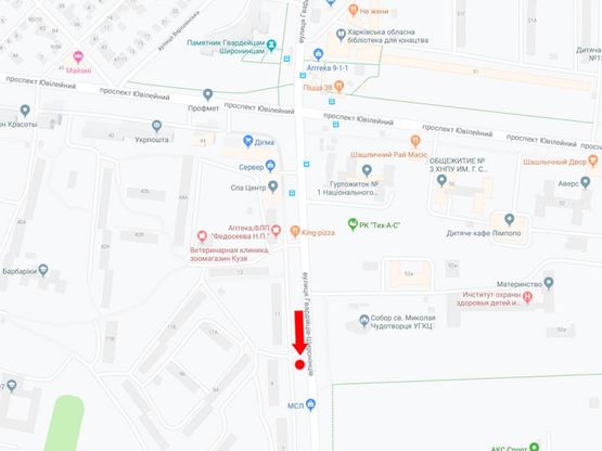 Схема рекламної площини за адресою Гвардейцев Широнинцев ул., 9 в сторону Салтовского шоссе