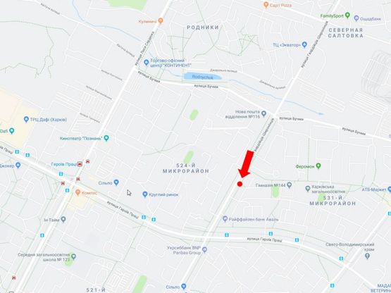 Схема рекламной плоскости по адресу Гвардейцев Широнинцев ул., 54, в центр