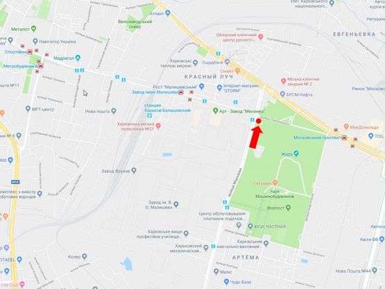 Схема рекламної площини за адресою Морозова ул. - ул. Плехановская в сторону пр. Московского