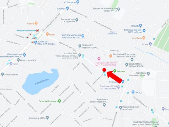 Схема рекламної площини за адресою Стуса ул. 21 - ул. Сахалинская, в сторону ул. Ак. Павлова