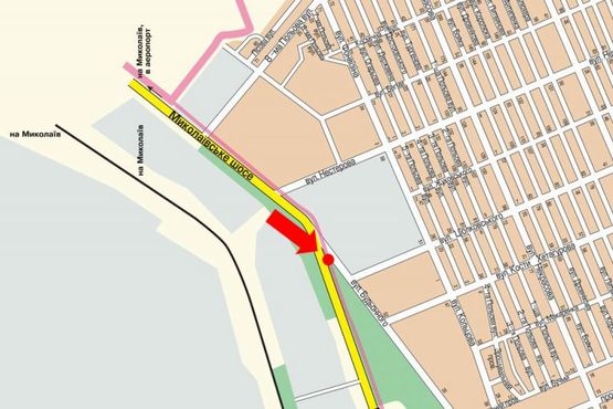 Схема рекламной плоскости по адресу Николаевское шоссе, возле автосалона "Укравто", гусь, над дорогой, въезд в Херсон Схема рекламной плоскости по адресу Николаевское шоссе, возле автосалона "Укравто", гусь, над дорогой, въезд в Херсон