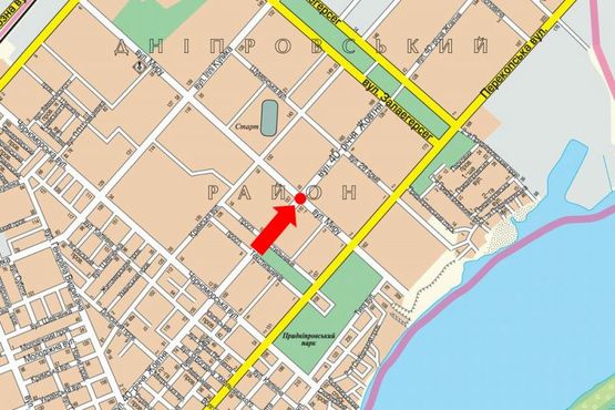 Схема рекламної площини за адресою Университетская ул. (бывш. 40-летия Октября ул.) / Мира ул., возле "Днепровского" рынка, разделитель, из центра, правый Схема рекламної площини за адресою Университетская ул. (бывш. 40-летия Октября ул.) / Мира ул., возле "Днепровского" рынка, разделитель, из центра, правый