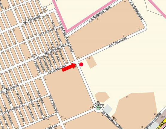 Схема рекламной плоскости по адресу 49-й Гвардейской дивизии ул. / Покрышева ул., в центр