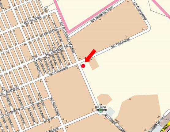 Схема рекламной плоскости по адресу 49-й Гвардейской дивизии ул. / Покрышева ул., в центр