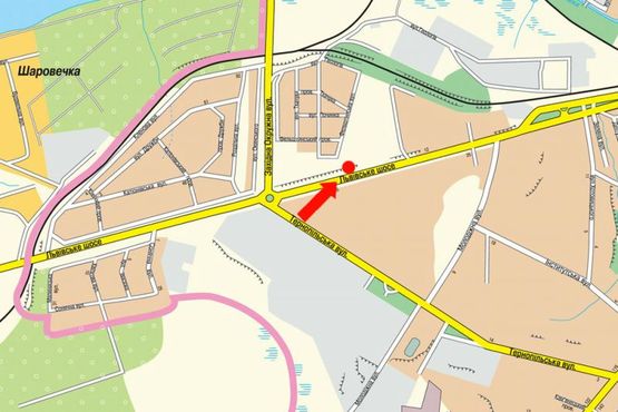 Схема рекламной плоскости по адресу Львовское шоссе, 18, возле автомагазина Схема рекламной плоскости по адресу Львовское шоссе, 18, возле автомагазина