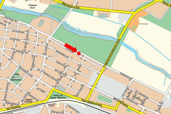 Схема рекламної площини за адресою Прибужская ул., 22, из центра