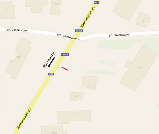 Схема рекламної площини за адресою Каменецкая ул., 175 Схема рекламної площини за адресою Каменецкая ул., 175
