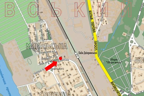 Схема рекламной плоскости по адресу Челябинская ул. / Каховская ул., в сторону Нестайка ул. (бывш. Мыльчакова ул.)