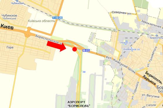 Схема рекламної площини за адресою Трасса Киев-Борисполь, разделитель, в сторону а/п Борисполь