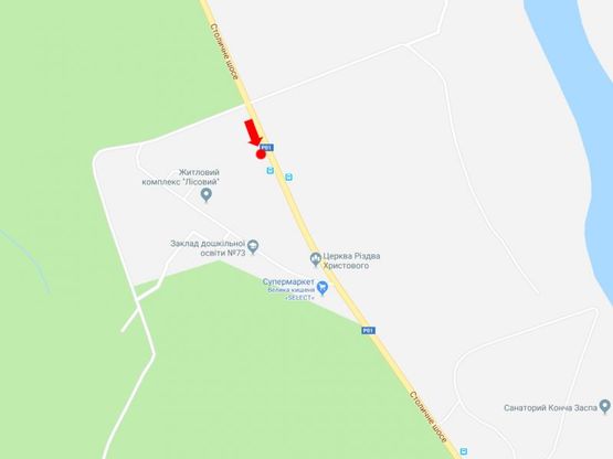 Схема рекламной плоскости по адресу Столичное шоссе, остановка "Конча-Заспа", из Киева Схема рекламной плоскости по адресу Столичное шоссе, остановка "Конча-Заспа", из Киева